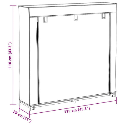vidaXL Fabric Shoe Cabinet with Cover 115 x 28 x 110 cm Brown