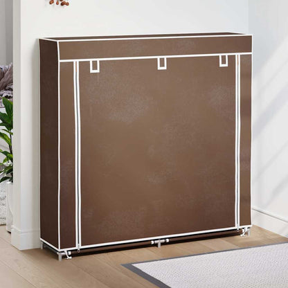 240494 vidaXL Fabric Shoe Cabinet with Cover 115 x 28 x 110 cm Brown