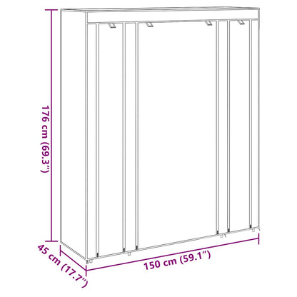 vidaXL Fabric Wardrobe with Compartments and Rods 45x150x176 cm Black
