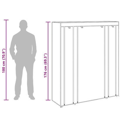 vidaXL Fabric Wardrobe with Compartments and Rods 45x150x176 cm Black