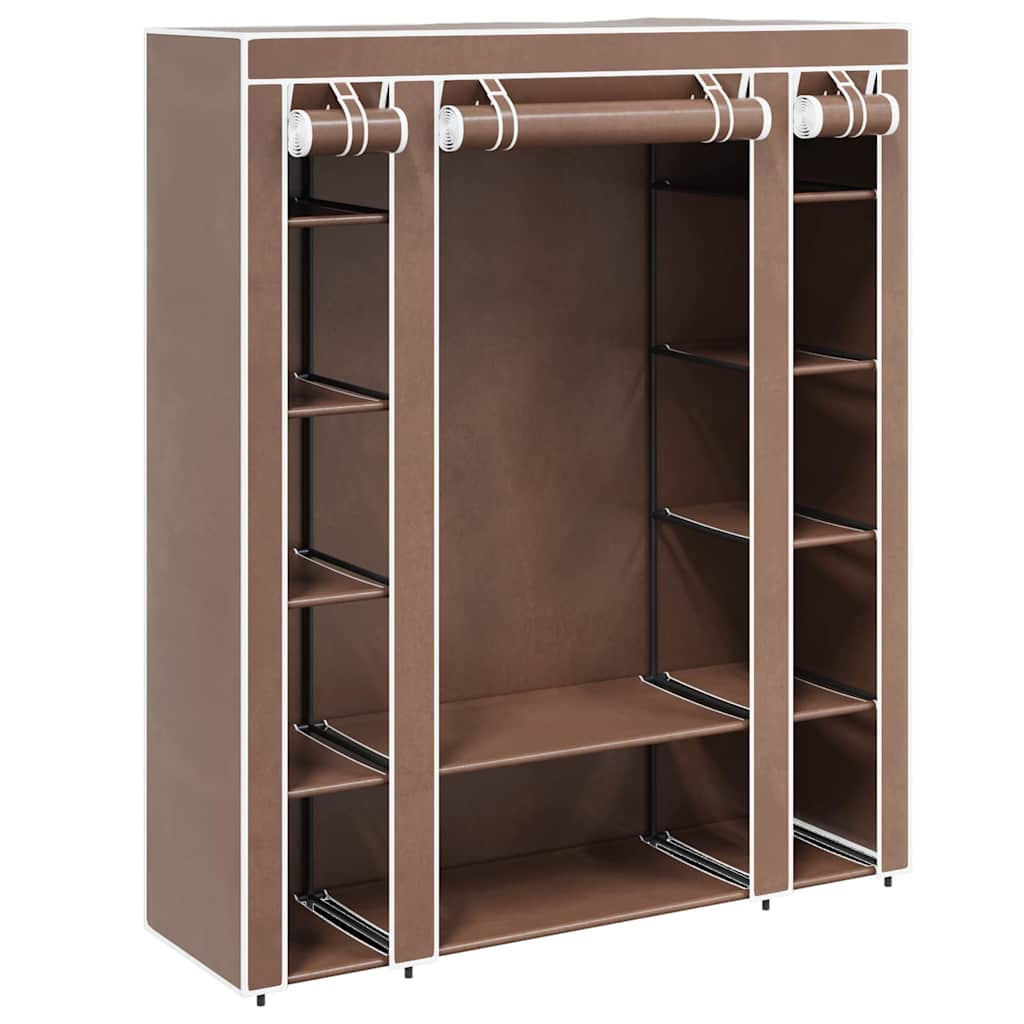 vidaXL Fabric Wardrobe with Compartments and Rods 45x150x176 cm Brown