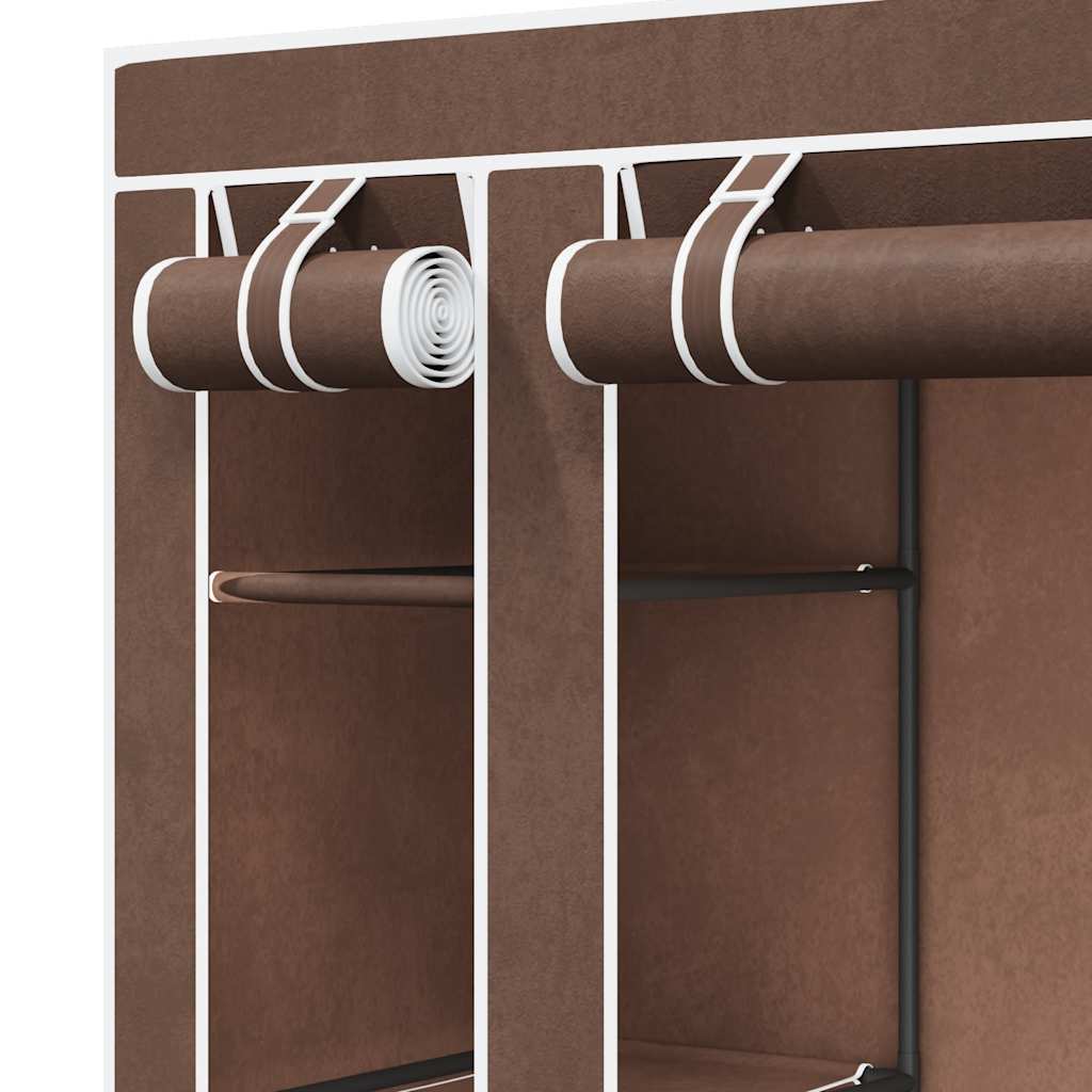 vidaXL Fabric Wardrobe with Compartments and Rods 45x150x176 cm Brown