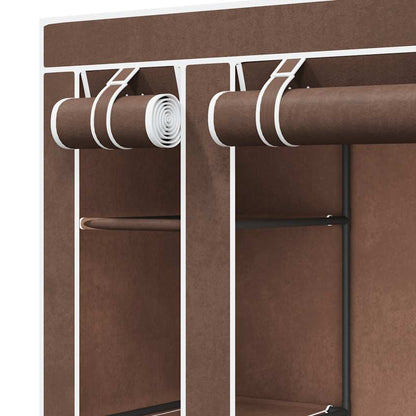 vidaXL Fabric Wardrobe with Compartments and Rods 45x150x176 cm Brown