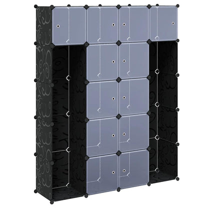 240499 vidaXL Modular Cabinet with 14 Compartments Black and White 37 x 146 x 180,5 cm