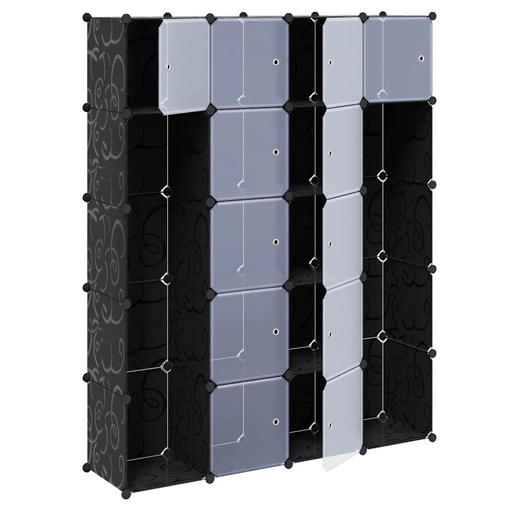 240499 vidaXL Modular Cabinet with 14 Compartments Black and White 37 x 146 x 180,5 cm