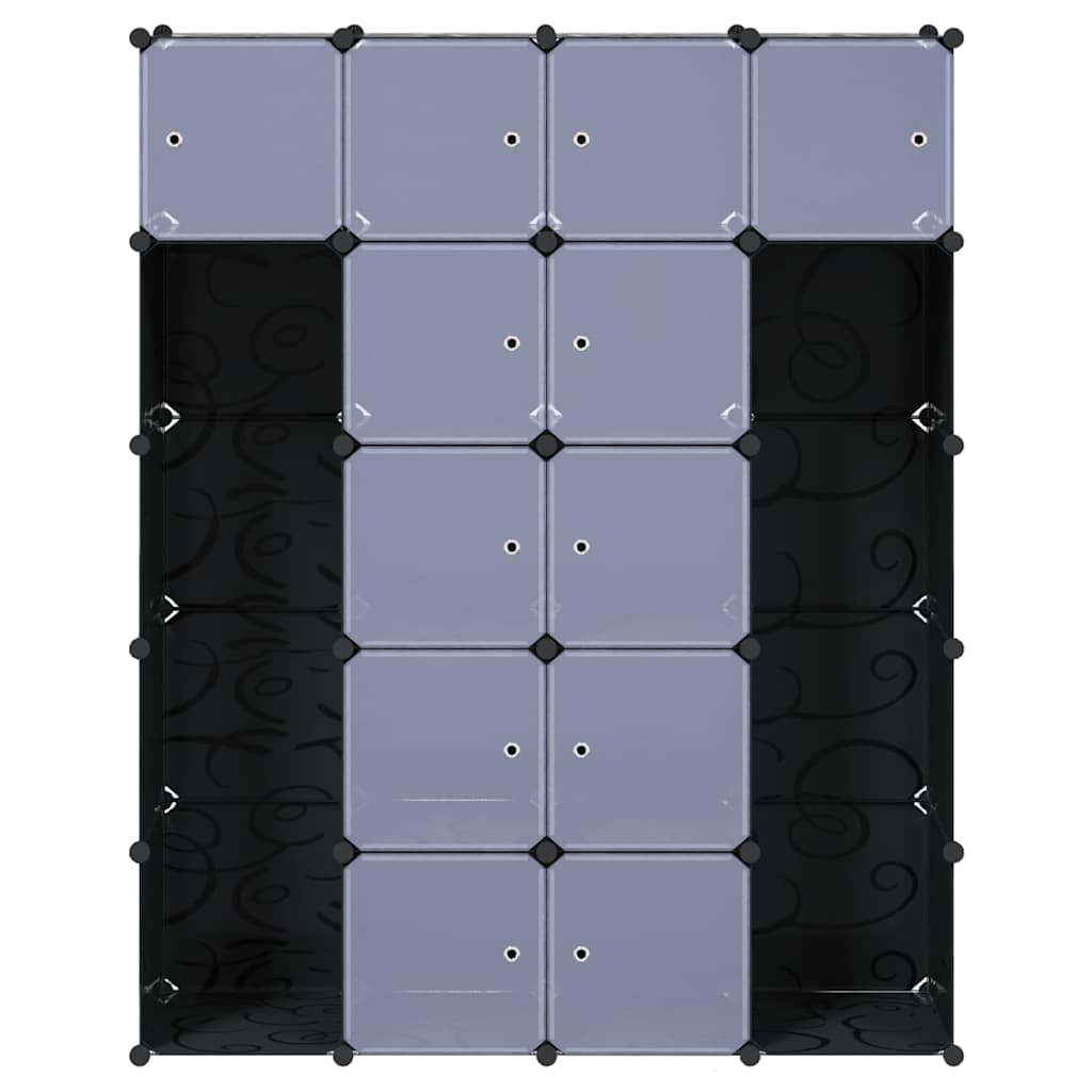 240499 vidaXL Modular Cabinet with 14 Compartments Black and White 37 x 146 x 180,5 cm