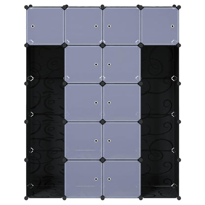 240499 vidaXL Modular Cabinet with 14 Compartments Black and White 37 x 146 x 180,5 cm