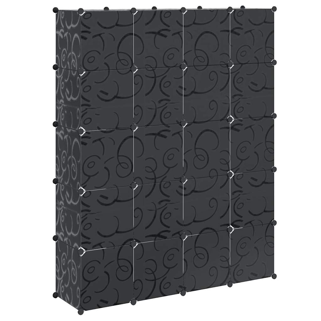 240499 vidaXL Modular Cabinet with 14 Compartments Black and White 37 x 146 x 180,5 cm