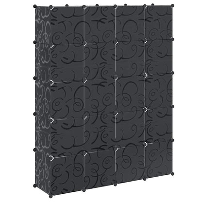 240499 vidaXL Modular Cabinet with 14 Compartments Black and White 37 x 146 x 180,5 cm