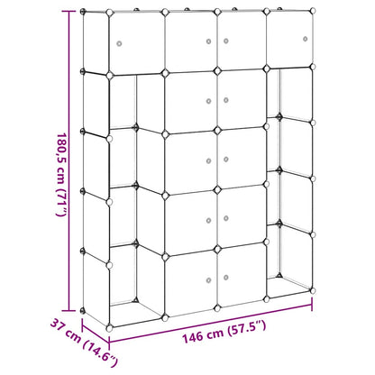 vidaXL Modular Cabinet 14 Compartments Black and White 37x146x180.5 cm