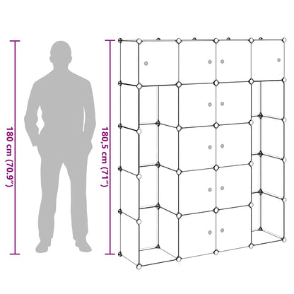 vidaXL Modular Cabinet 14 Compartments Black and White 37x146x180.5 cm