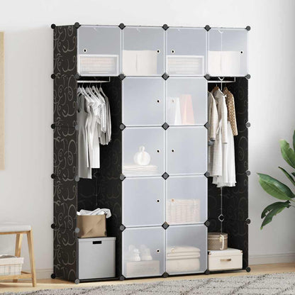 240499 vidaXL Modular Cabinet with 14 Compartments Black and White 37 x 146 x 180,5 cm
