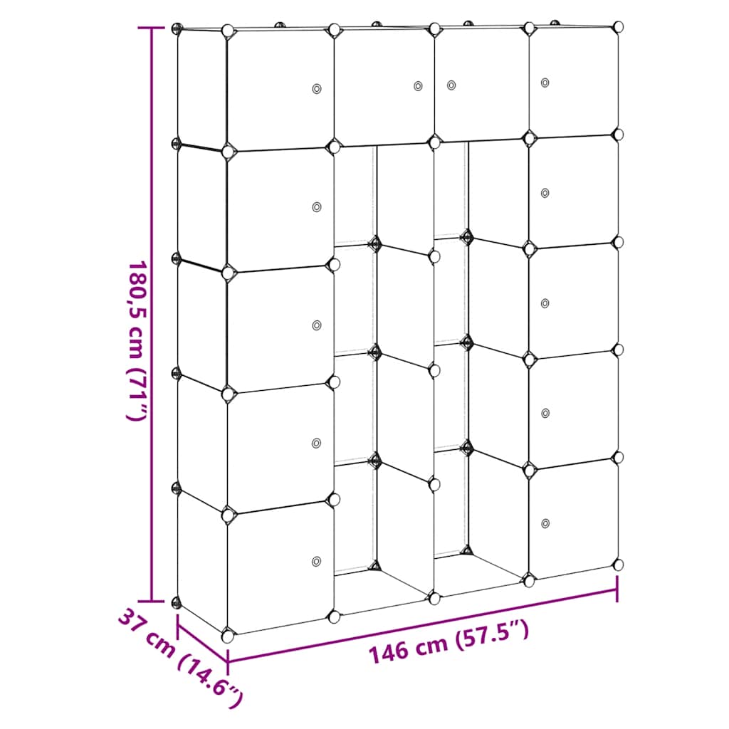 vidaXL Modular Storage | White | Plastic, Chromed Steel | Large | Modular