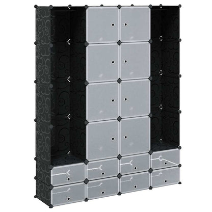 240501 vidaXL Modular Cabinet with 18 Compartments Black and White 37 x 146 x 180,5 cm
