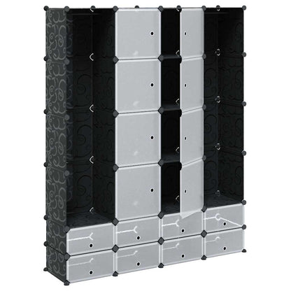240501 vidaXL Modular Cabinet with 18 Compartments Black and White 37 x 146 x 180,5 cm