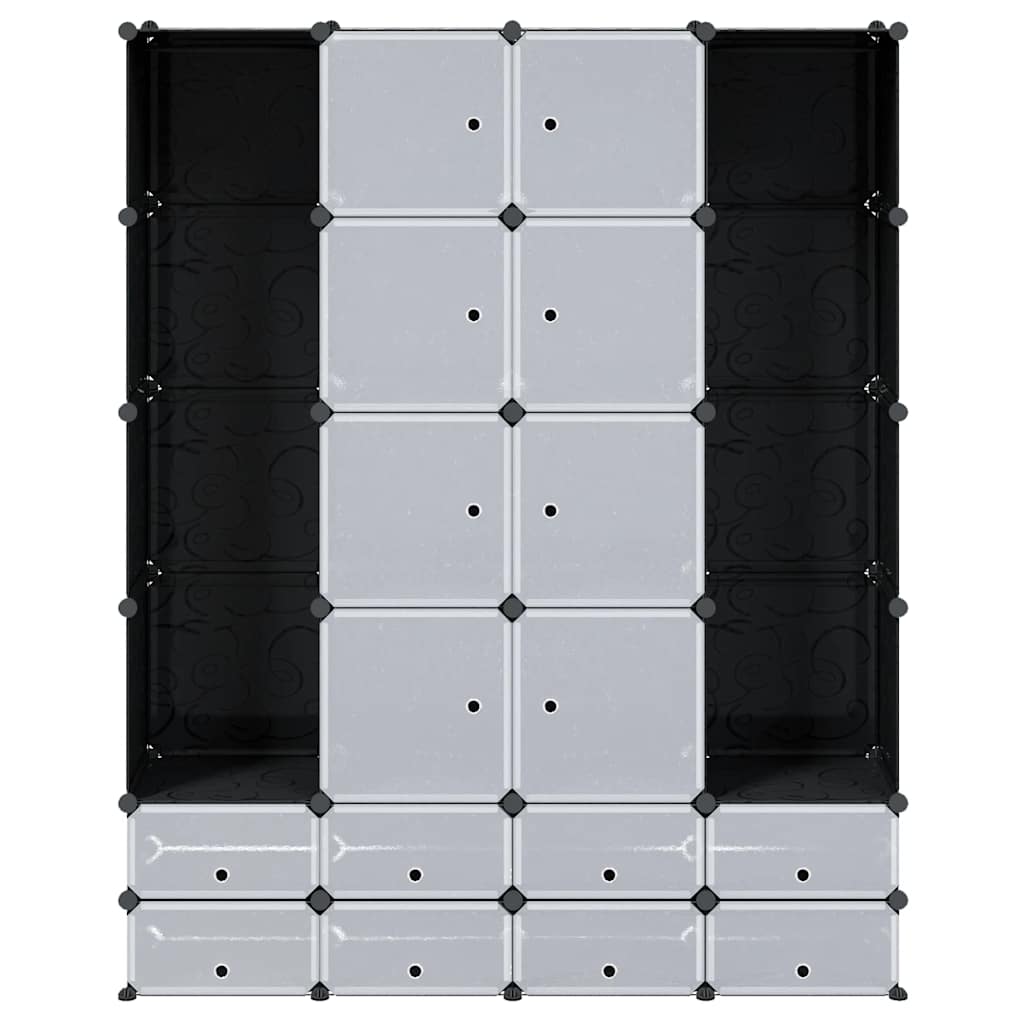 240501 vidaXL Modular Cabinet with 18 Compartments Black and White 37 x 146 x 180,5 cm