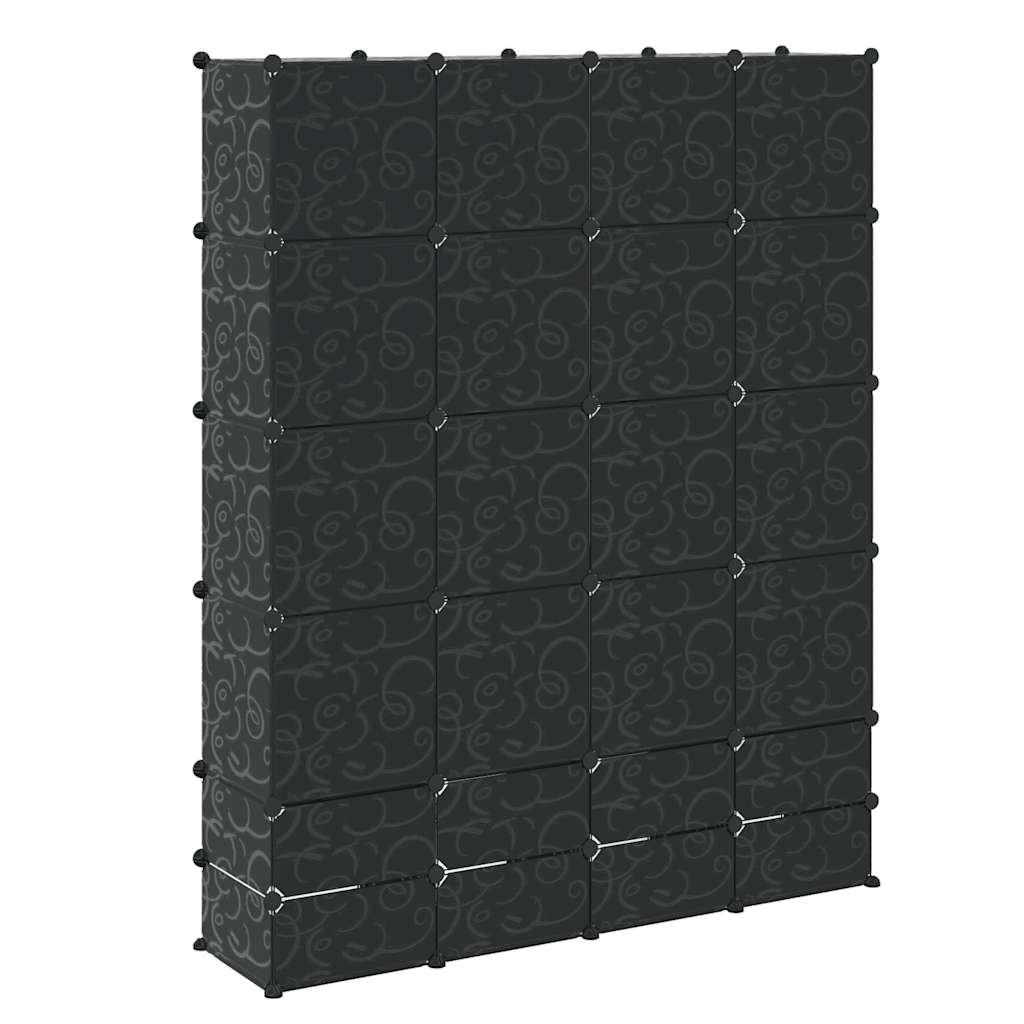 vidaXL Modular Cabinet 18 Compartments Black and White 37x146x180.5 cm