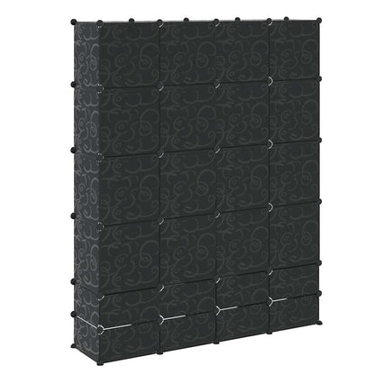 240501 vidaXL Modular Cabinet with 18 Compartments Black and White 37 x 146 x 180,5 cm