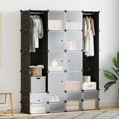 240501 vidaXL Modular Cabinet with 18 Compartments Black and White 37 x 146 x 180,5 cm