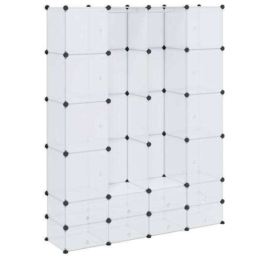 vidaXL Modular Storage | White | Plastic, Chromed Steel | 37x146x180.5 cm