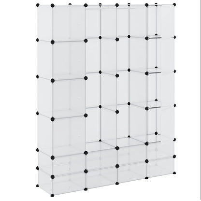 vidaXL Modular Storage | White | Plastic, Chromed Steel | 37x146x180.5 cm
