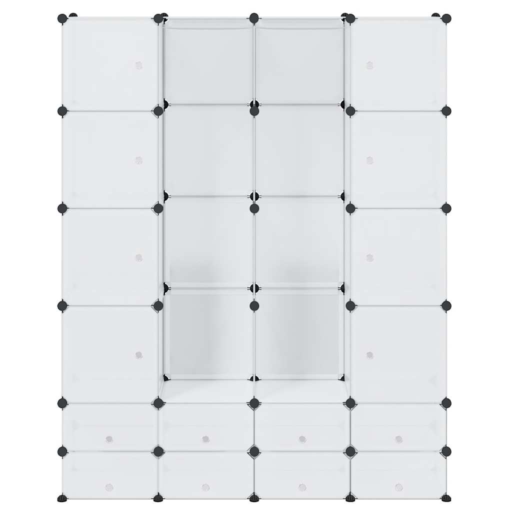 vidaXL Modular Storage | White | Plastic, Chromed Steel | 37x146x180.5 cm