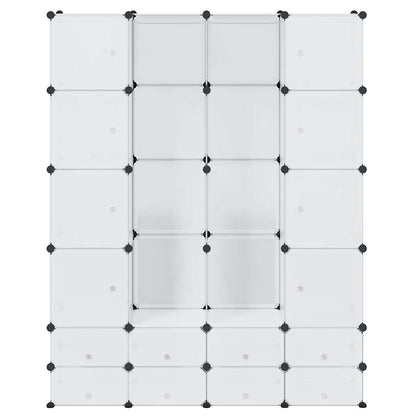 vidaXL Modular Storage | White | Plastic, Chromed Steel | 37x146x180.5 cm