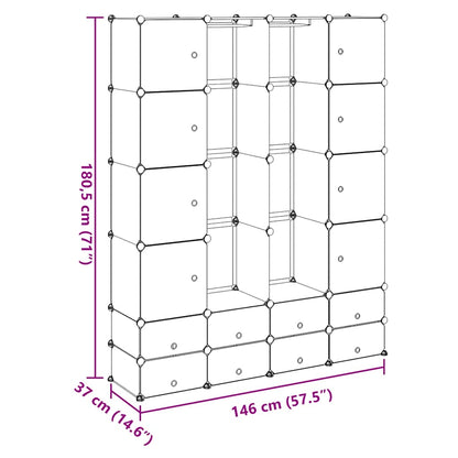vidaXL Modular Storage | White | Plastic, Chromed Steel | 37x146x180.5 cm