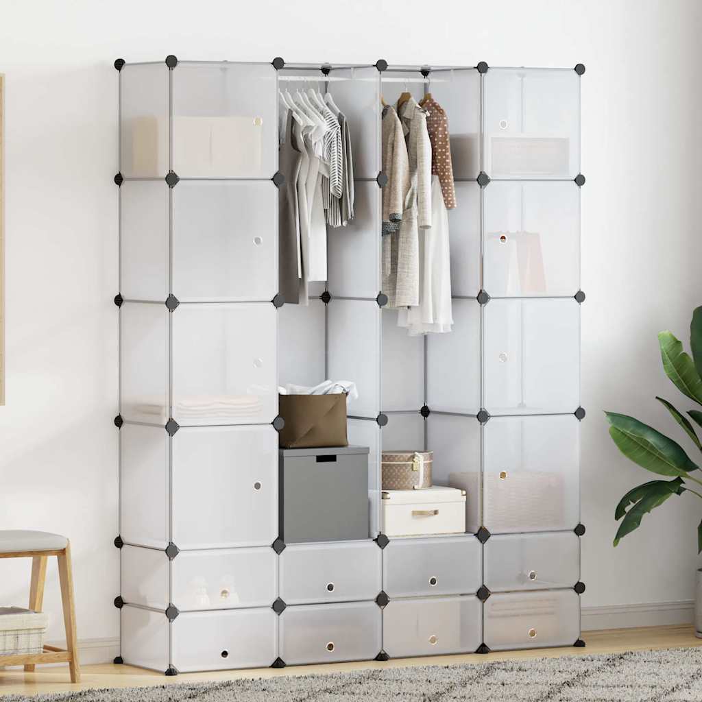 vidaXL Modular Storage | White | Plastic, Chromed Steel | 37x146x180.5 cm