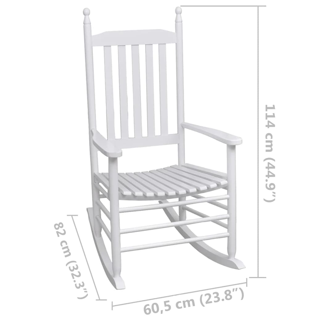 vidaXL Rocking Chair | White | Fir hardwood | Medium | Rocking Chair