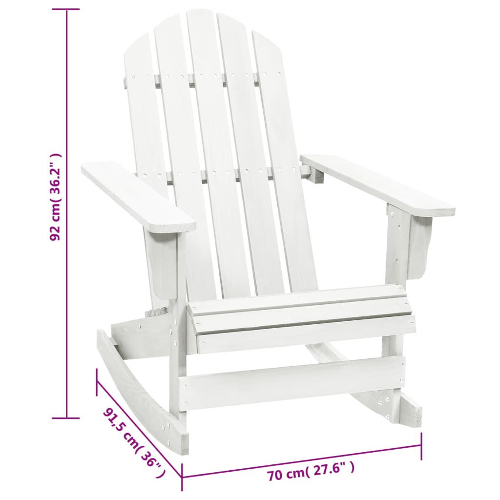 vidaXL Garden Rocking Chair | White | Hardwood | Medium | Garden Rocking Chair