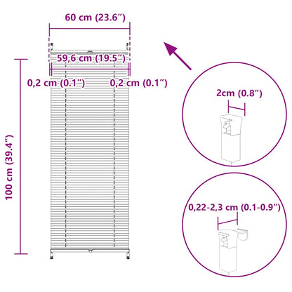 Plisse Blind 60x100cm White Pleated Blind