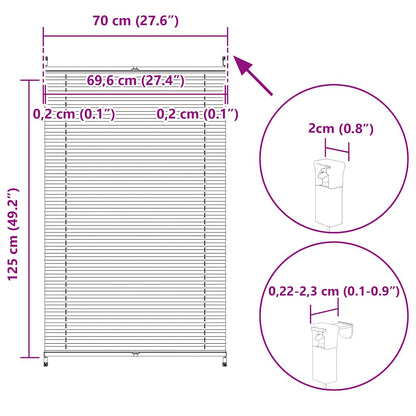 vidaXL Plisse Blind 70x125cm White Pleated Blind