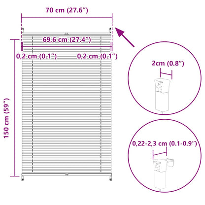 vidaXL Plisse Blind 70x150cm White Pleated Blind