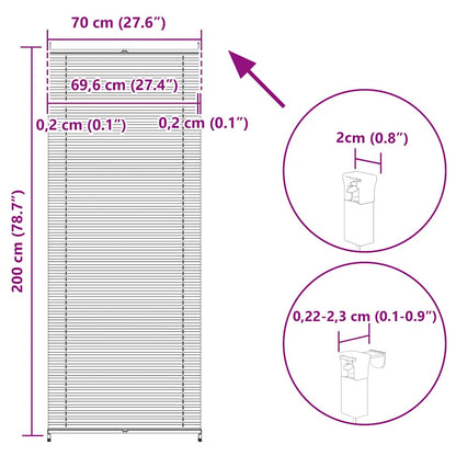 Plisse Blind 70x200cm White Pleated Blind