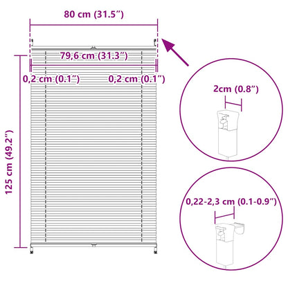 Plisse Blind 80x125cm White Pleated Blind