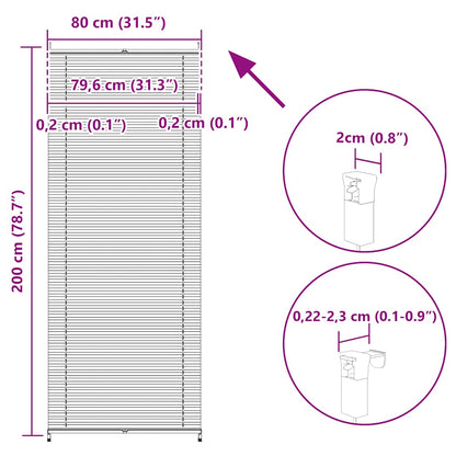 Plisse Blind 80x200cm White Pleated Blind