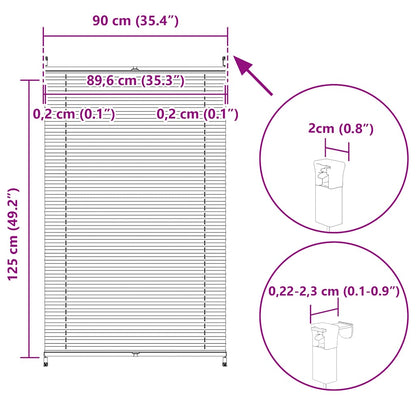 vidaXL Plisse Blind 90x125cm White Pleated Blind