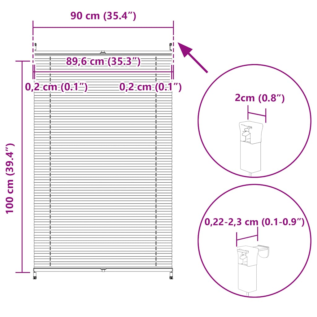 vidaXL Plisse Blind 90x100cm Creme