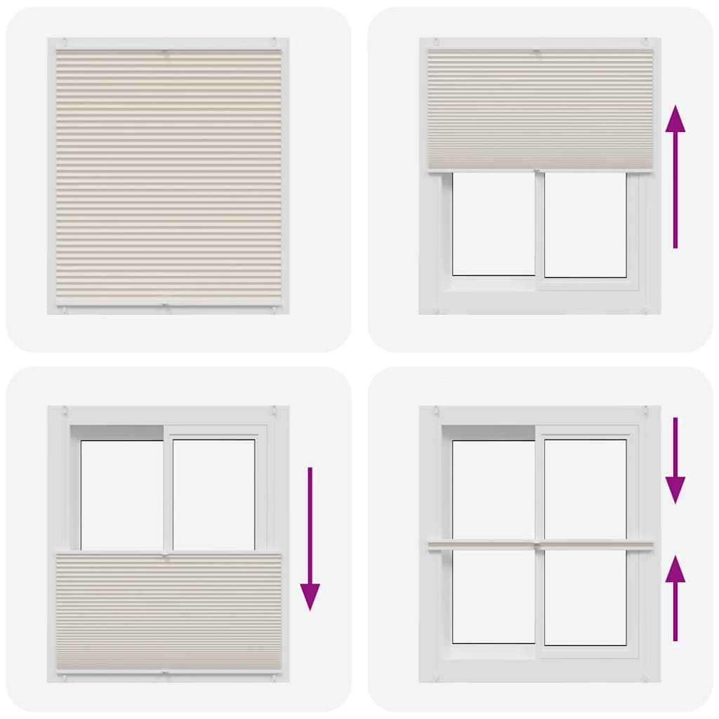 vidaXL Plisse Blind | Cream | Polyester | 100 x 125 cm | Adjustable Armrests