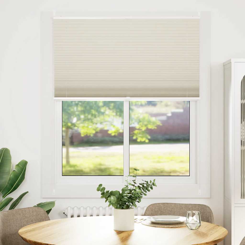vidaXL Plisse Blind | Cream | Polyester | 100 x 125 cm | Adjustable Armrests