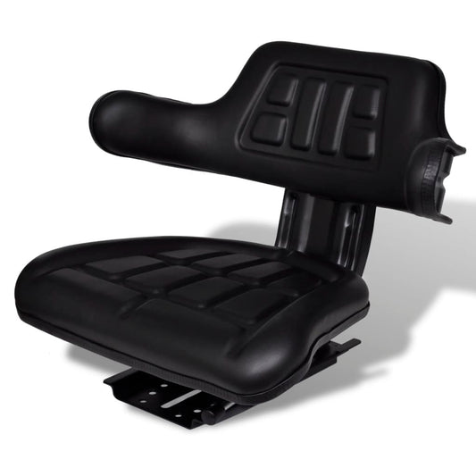 210202 vidaXL Tractor Seat with Backrest Black