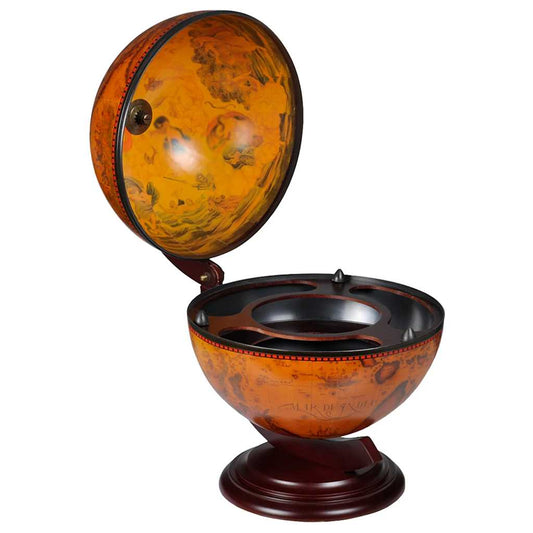 240698 vidaXL Tabletop Globe Bar Wine Stand Eucalyptus Wood