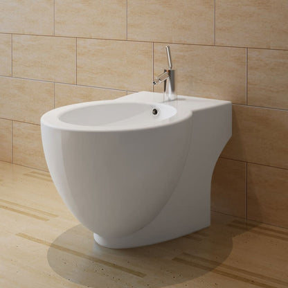 vidaXL Round Bidet Stand White High-quality Ceramic
