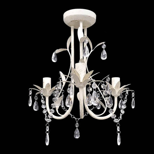 240686 Crystal Pendant Ceiling Lamp Chandelier Elegant White