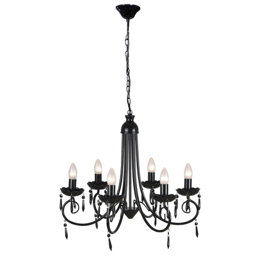 240689 Pendant Ceiling Lamp Elegant Chandelier Black 6 Bulb Sockets