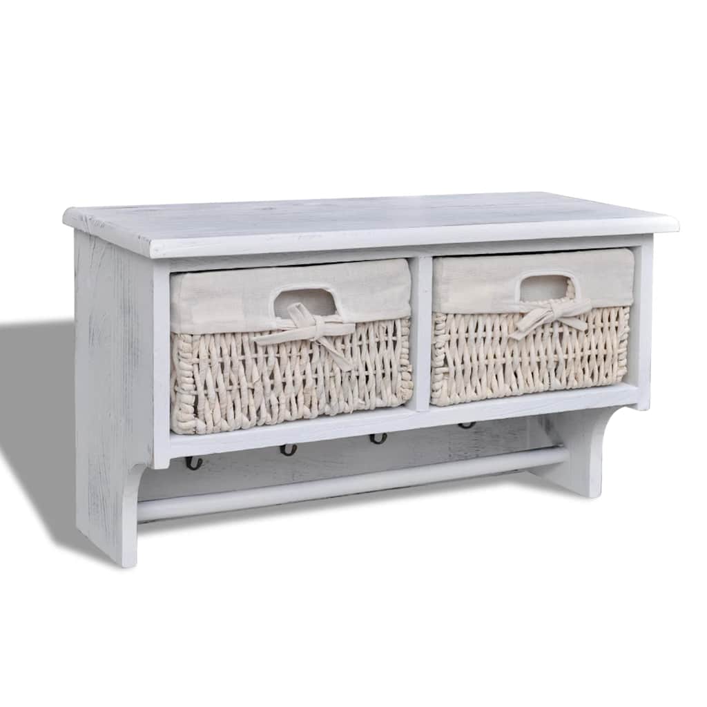 240792 vidaXL Wall Shelf White 60x23,5x33 cm Paulownia Wood