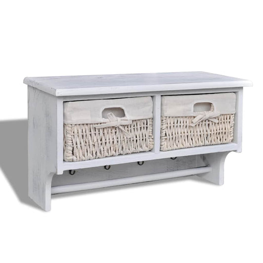 240792 vidaXL Wall Shelf White 60x23,5x33 cm Paulownia Wood
