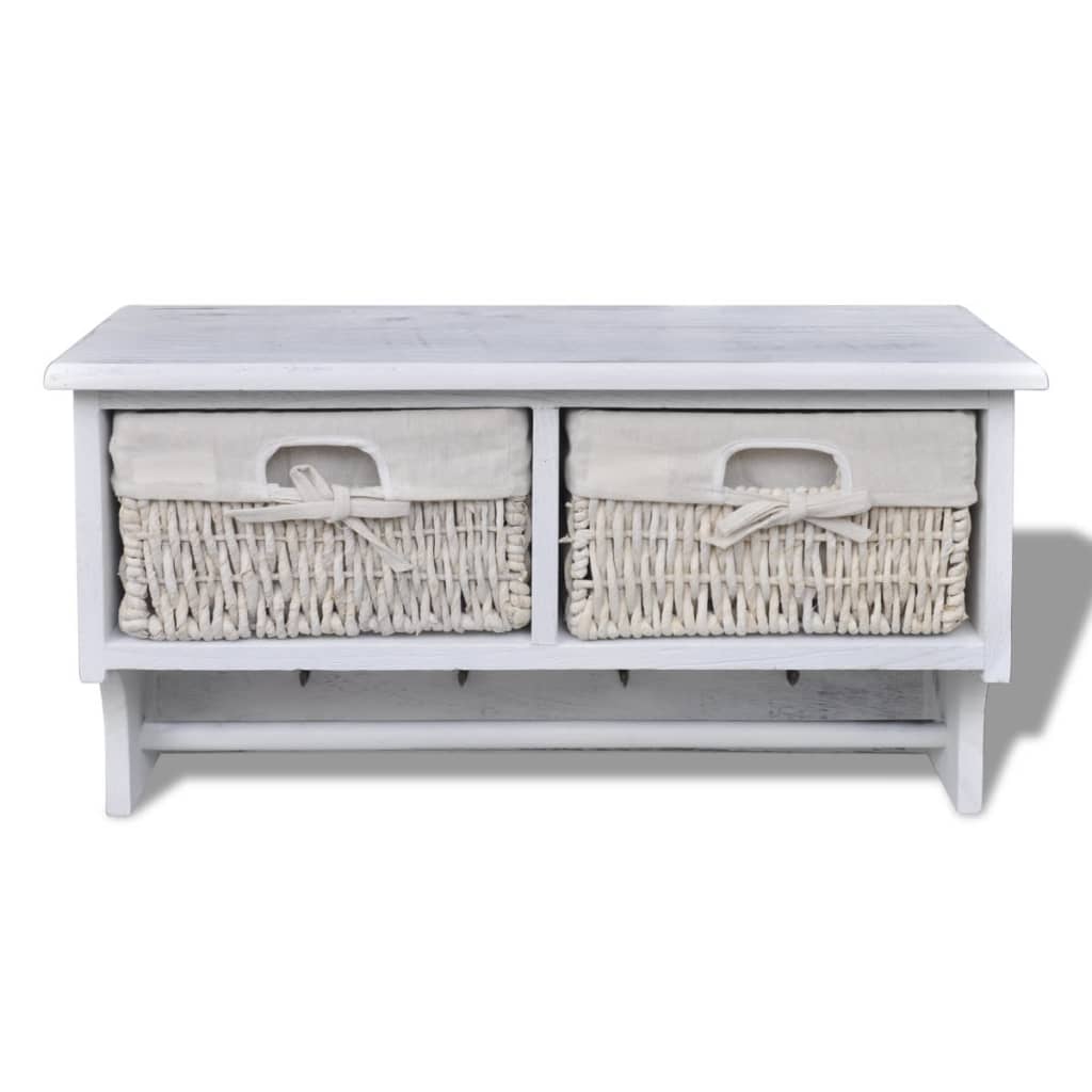 vidaXL Wall Shelf White 60x23.5x33 cm Paulownia Wood