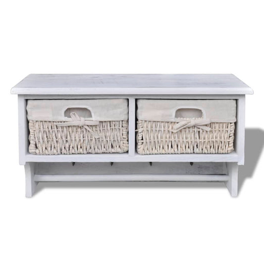 vidaXL Wall Shelf White 60x23.5x33 cm Paulownia Wood